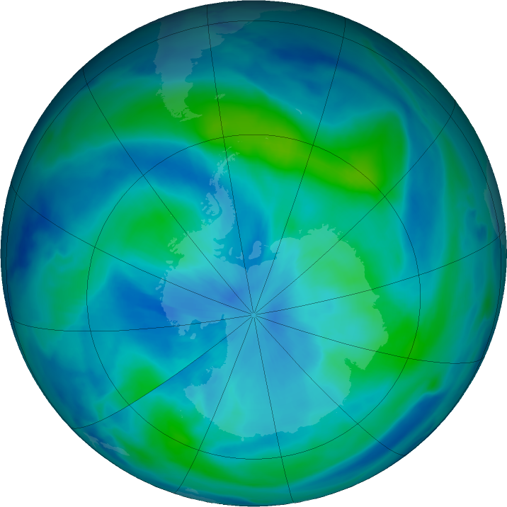 Antarctic ozone map for 17 March 2023